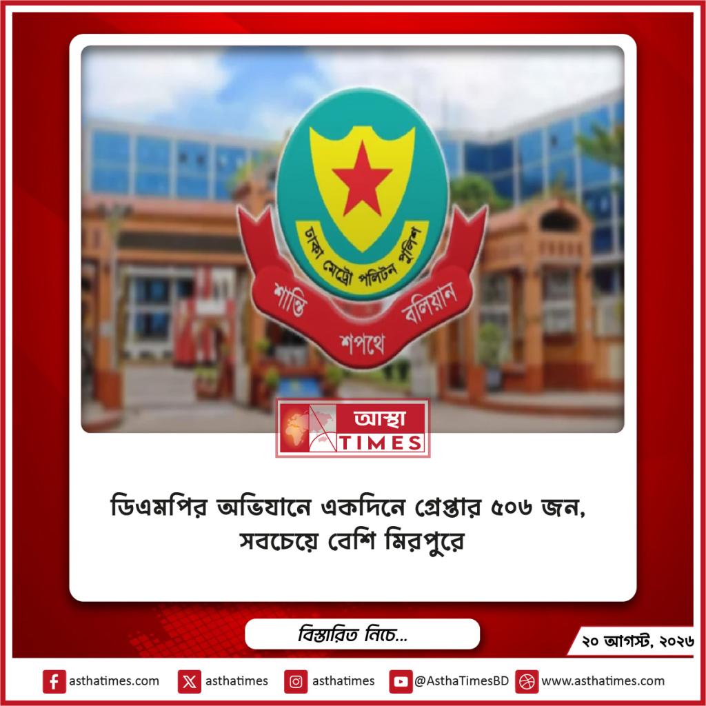 ডিএমপির অভিযানে একদিনে গ্রেপ্তার ৫০৬ জন, সবচেয়ে বেশি মিরপুরে