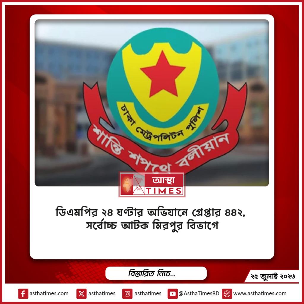 ডিএমপির ২৪ ঘণ্টার অভিযানে গ্রেপ্তার ৪৪২, সর্বোচ্চ আটক মিরপুর বিভাগে
